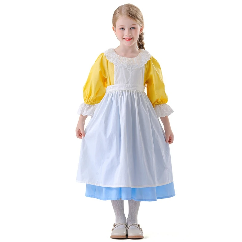 

Enchanted Meadow Set Dirndl Dress Detachable Floral Apron European Cottage Child Costume Harvest Festival Roleplay Halloween