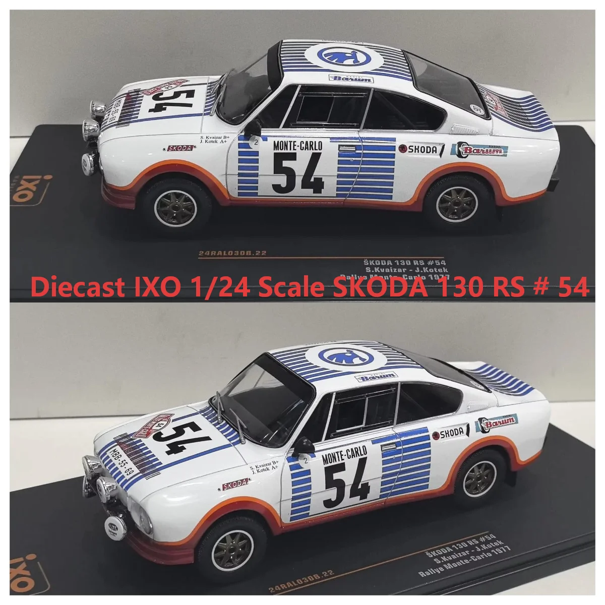 Diecast IXO 1/24 Scale SKODA 130 RS # 54 1977 Racing L4 61 Alloy Car Model