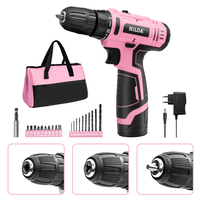 Pink Electric Drill 12V Cordless Drill Electric Screwdriver Mini Wireless Power Driver DC Lithium-Ion Battery 2024Brand New