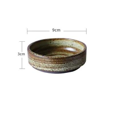 Japanese Style Retro Ceramic Rice Bowl Round Dish Dinner Plate Tableware Swallow Salad Food Plate Wholesale RUST Dish