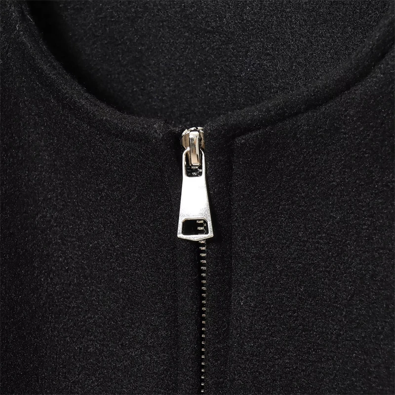 KEYANKETIAN Herbst Und Winter Neue frauen Rundhals Zipper Woolen Pilot Jacke Frauen Woolen Kurzen Mantel