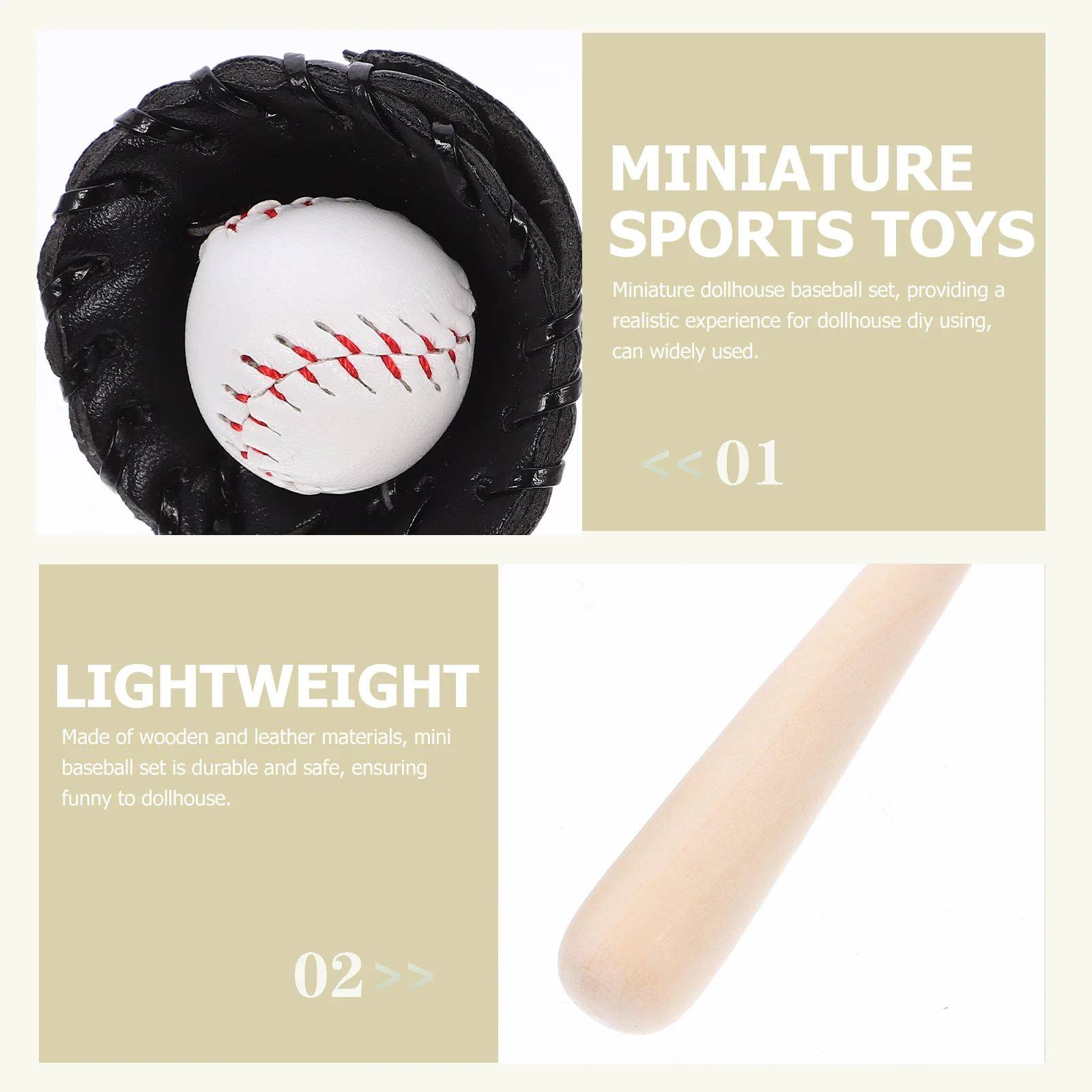 Casa de beisebol artigos esportivos mini kit acessórios esportes miniaturas pequenos brinquedos luva preto criança