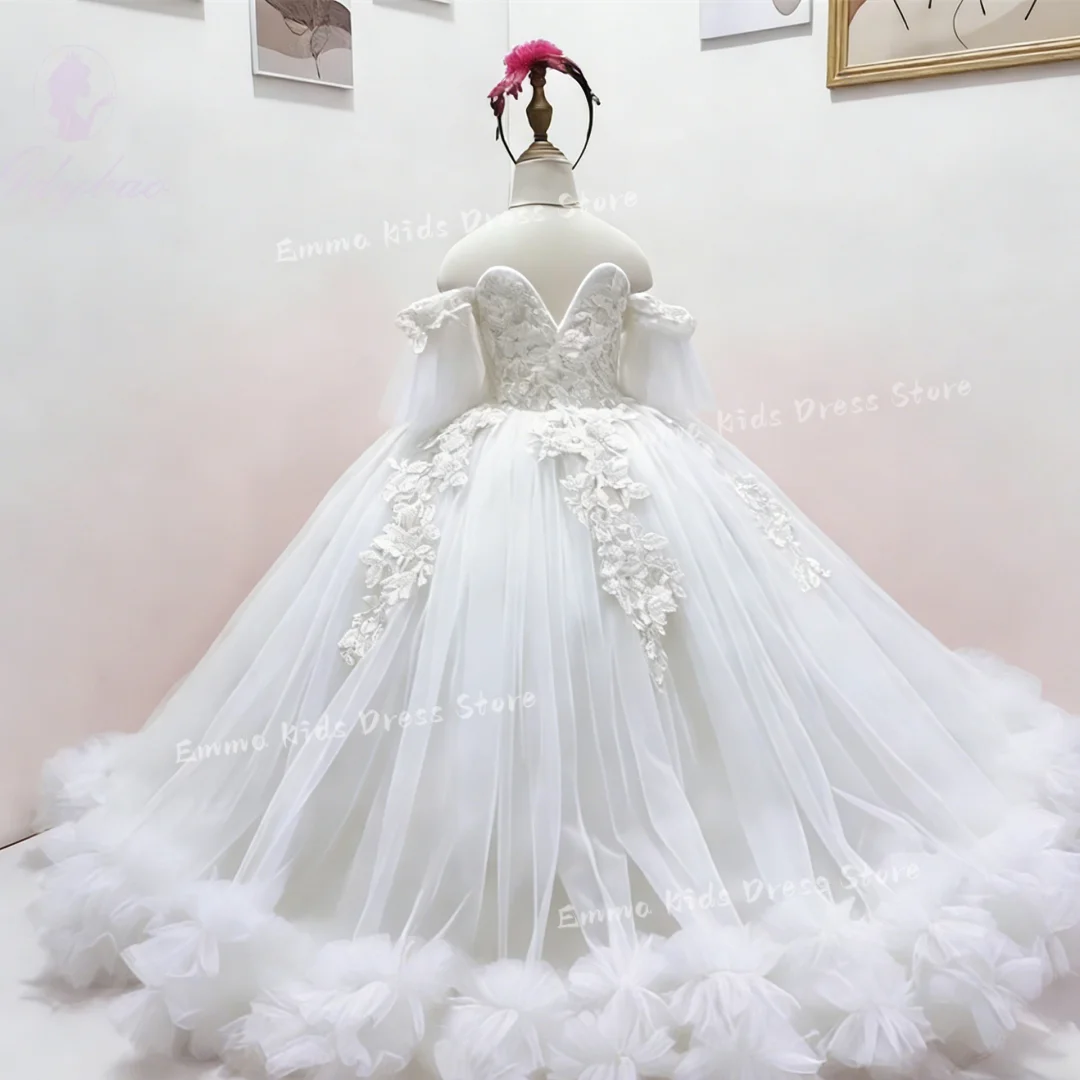 Custom Red Girls' Flower Girl Dress Princess Wedding Children's Cute Little Girl Communion Birthday Party Dress