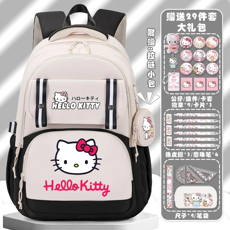 Sanrio Nieuwe Hello Kitty Student Schooltas Grote Capaciteit Kindercartoon Lichtgewicht Dubbele Schouder Rugzak