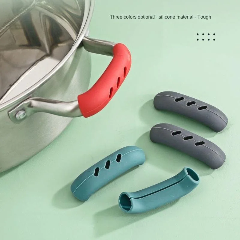 2 Pcs Silicone Pan Handle Cover Heat Insulation Covers Pot Ear Clip Steamer Casserole Pan Handle Holder Non-slip Kitchen Tools