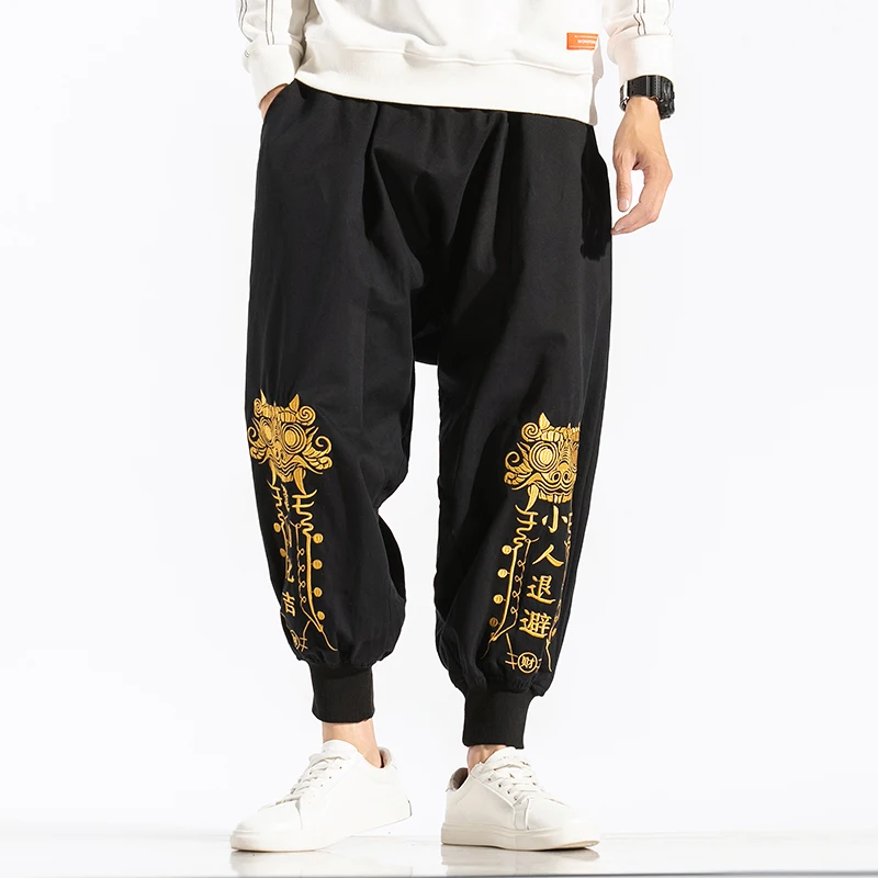 

Harem Pants Men Hip Hop Jogging Pants Men Embroidery Design Sweatpants Male Casual Harajuku Wide-leg Trousers Male Streetwear