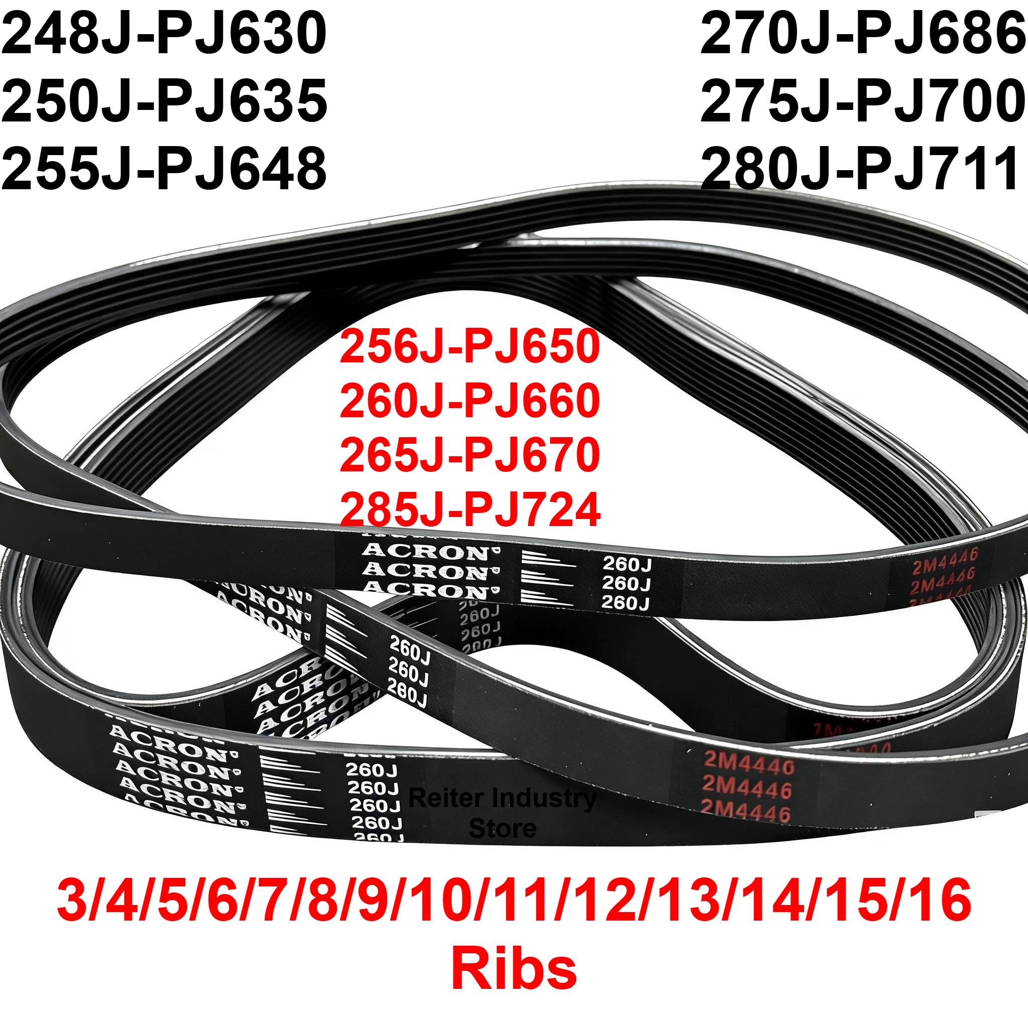248J rubber  conveyor belt 250J 255J 256J 260J 265J 270J 275J 280J 285J belt drive belt treadmill machine3/4/5/6/7/8/9/10 Ribs
