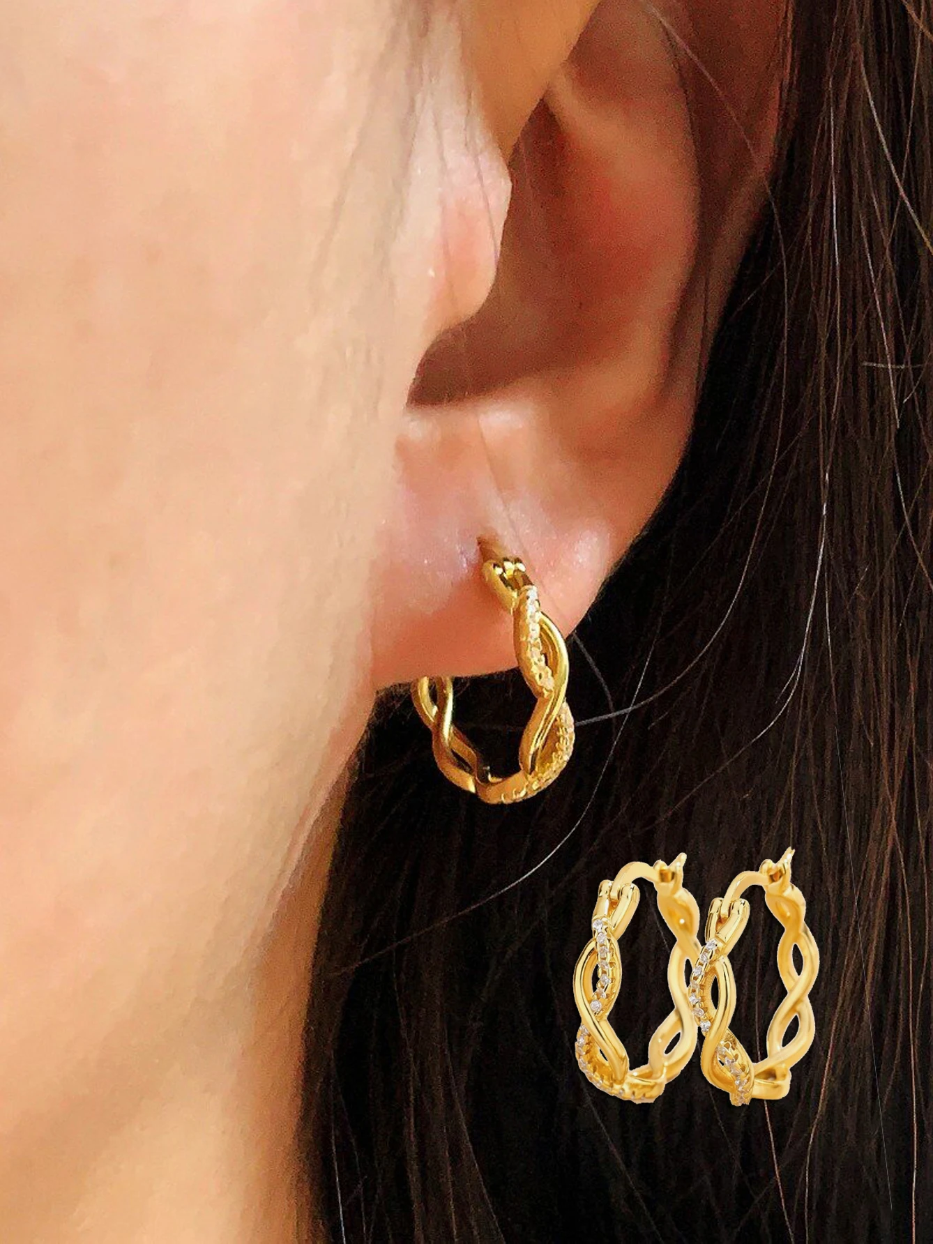 

S925 European and American Light Luxury Style, High-End Solid Color Infinity Symbol Diamond-Encrusted Sterling Silver Earrings, Fashionable Retro Elegant Round Studs, First Choice for Mother's Day Gifts, Suitable for Parties/Daily Wear, High-End Women's J