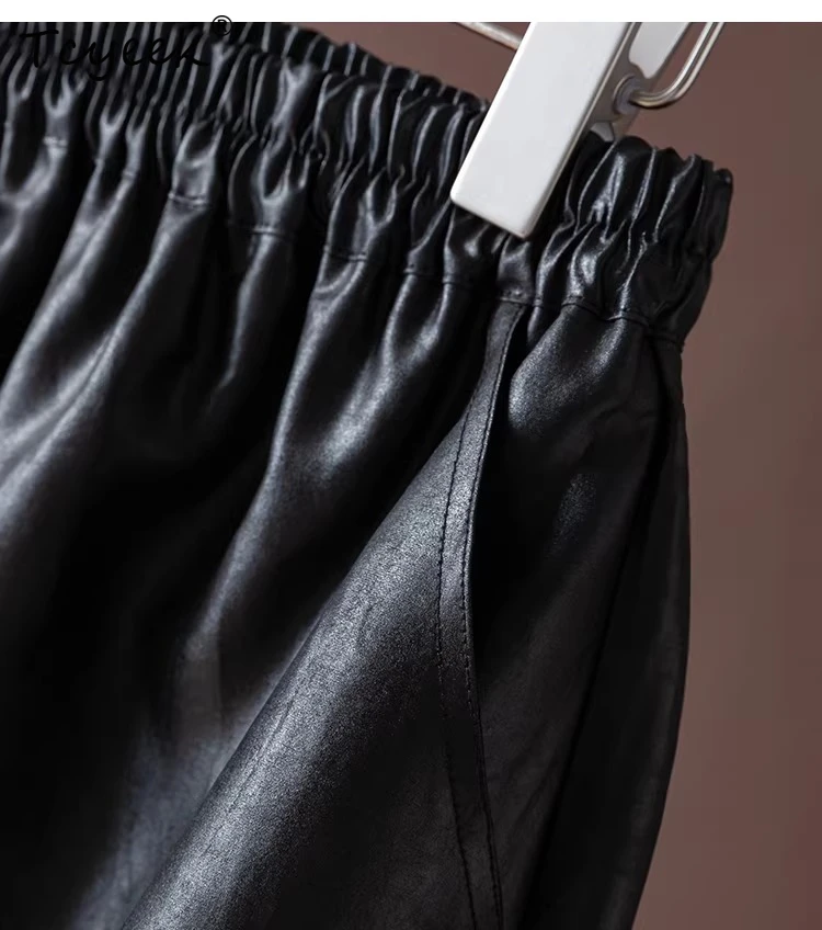 Tcyeek Genuine Leather Skirt Woman Spring Autumn Clothes Natural Cowhide Womens Skirts Elegant Skirts for Women Юбка Женская