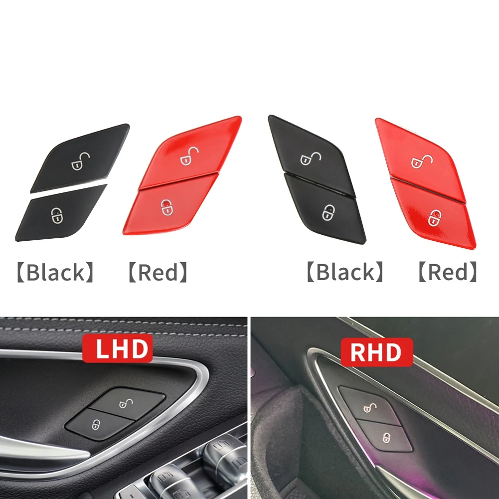 Auto Voordeur Slot Schakelaar Knop Auto Slot Schakelaar Cover Voor Mercedes-Benz C E Glc Klasse W205 W253 W213 Black Rhd