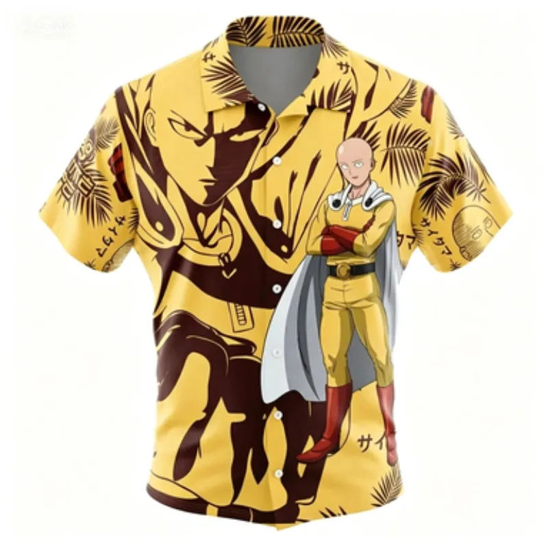 Summer Fashion Cool Style Men's Short Sleeved Floral Shirt Series, Campus Style Anime Printed Short Sleeved Shirt