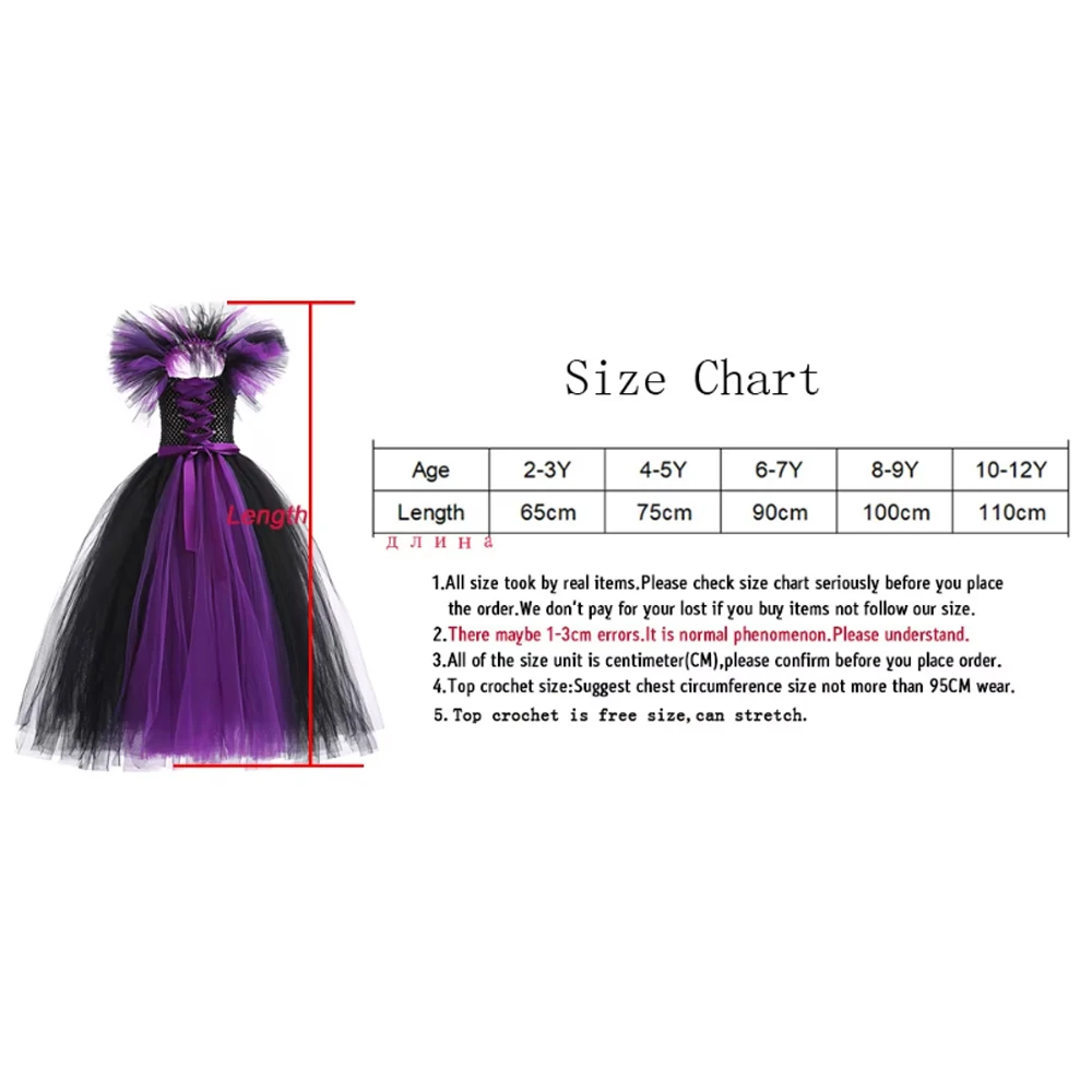 Halloween-Kostüm „Böse Königin“ für Mädchen, luxuriöses lila Tüll-Hexenkleid, Kindergröße 2–12 Jahre, Karnevalsparty, Bühnen-Cosplay-Outfit – Detail 1