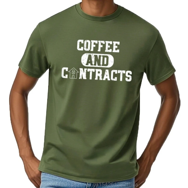 Camiseta divertida Unisex con contrato de bienes raíces de café, agente curvo, EE. UU.