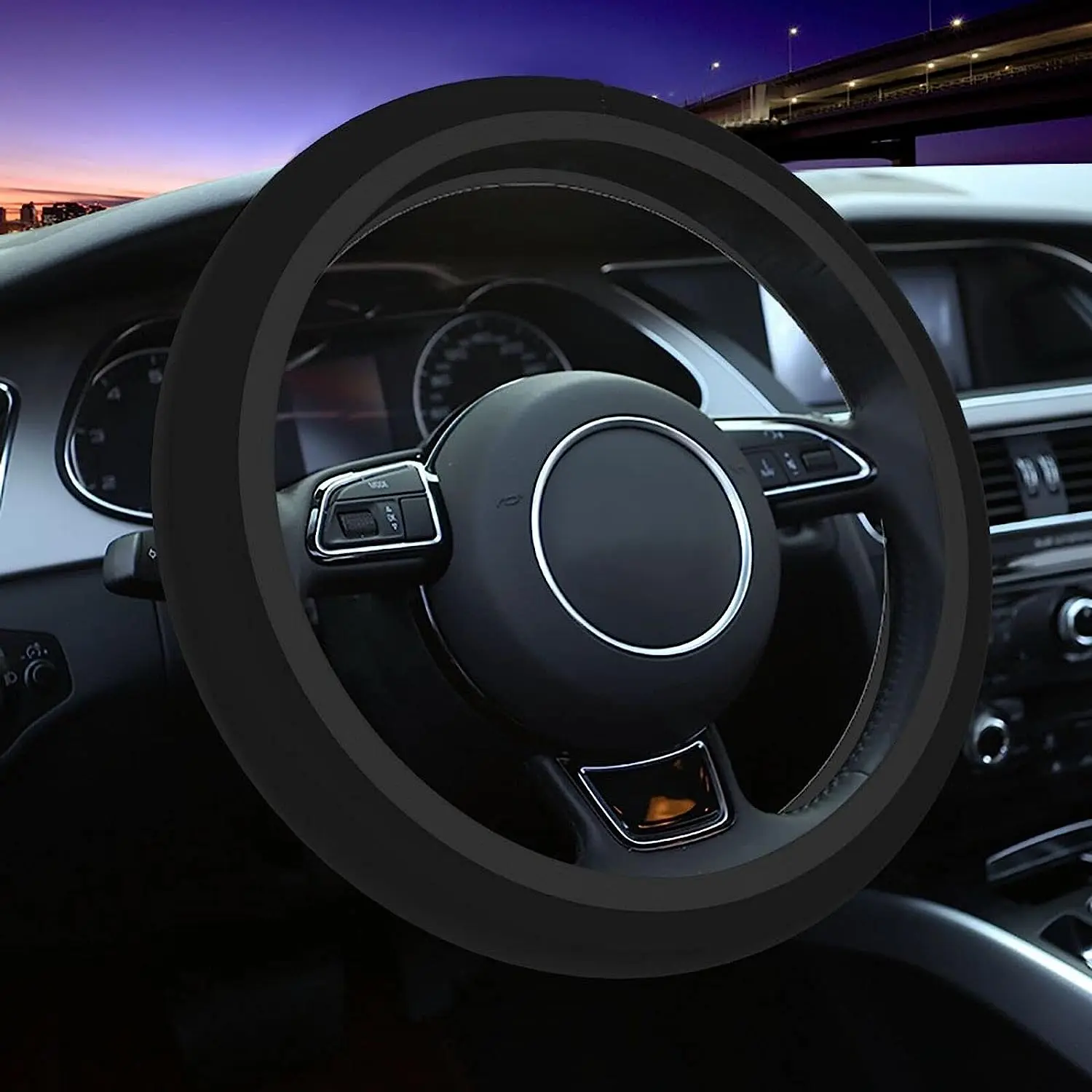 Custom Steering Wheel Cover Personalized Anti Slip Car Wheel Protector Add Your Image Text Universal 15 Inch Fit Suit for Cars - view 2