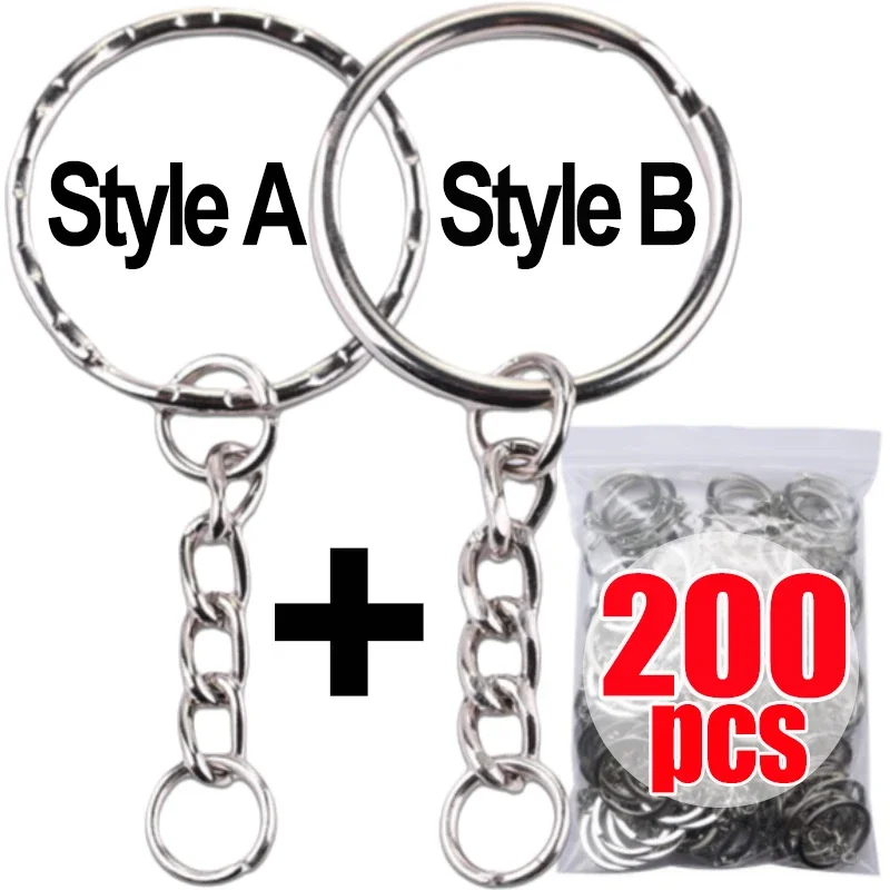 50-200PCS Metal Keychains with Split Rings Link Chain Key Ring Keyfob Key Pendants Holder Rings DIY Key Chains Keyring Accessory