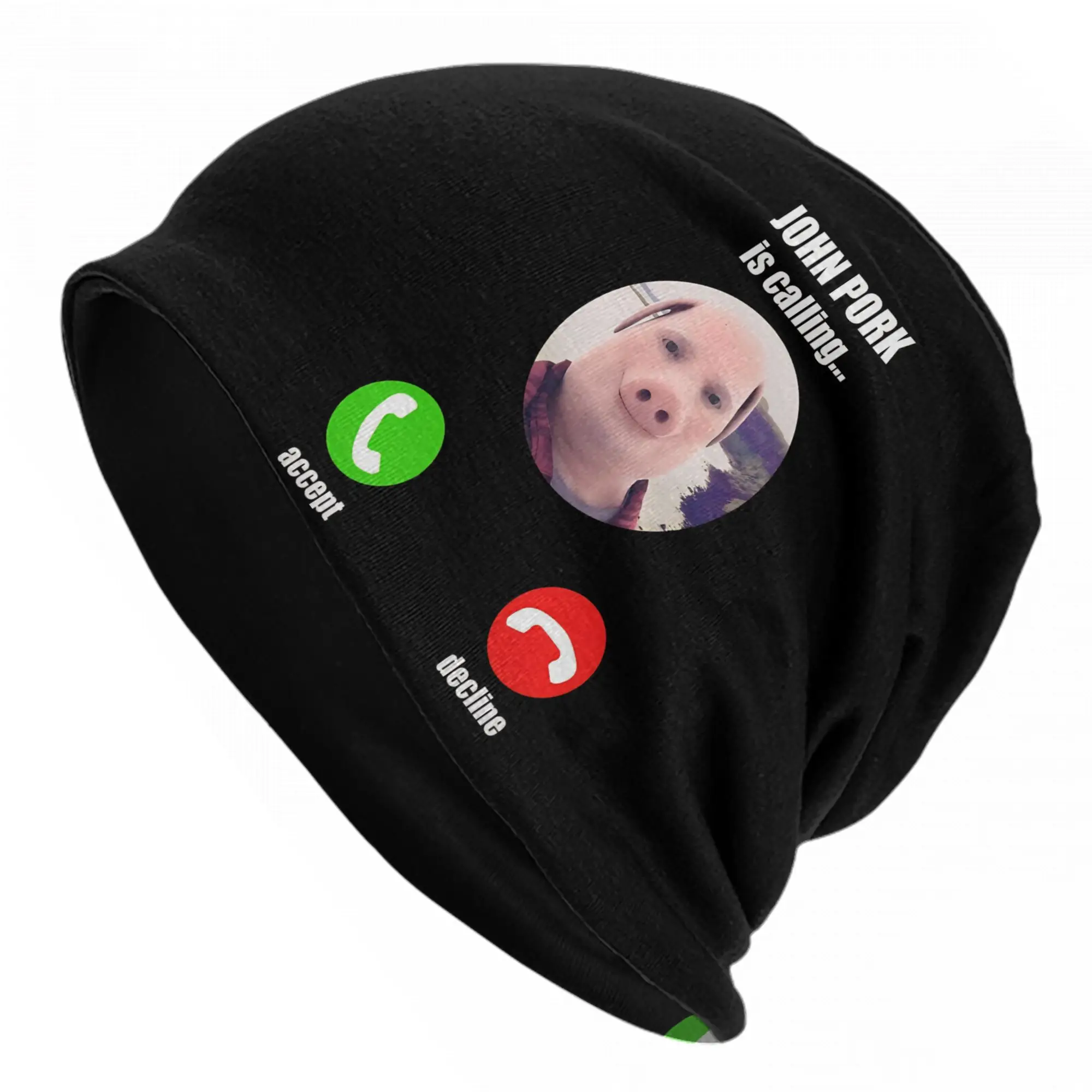John Pork Is Calling Funny Meme Skull Cap Beanie Breathable  Hiking Hat for Men Women