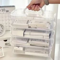 Extra Large 4-Tier Stackable Storage Box with Lid Clear Plastic Organizer Toy Building Block Storage Box