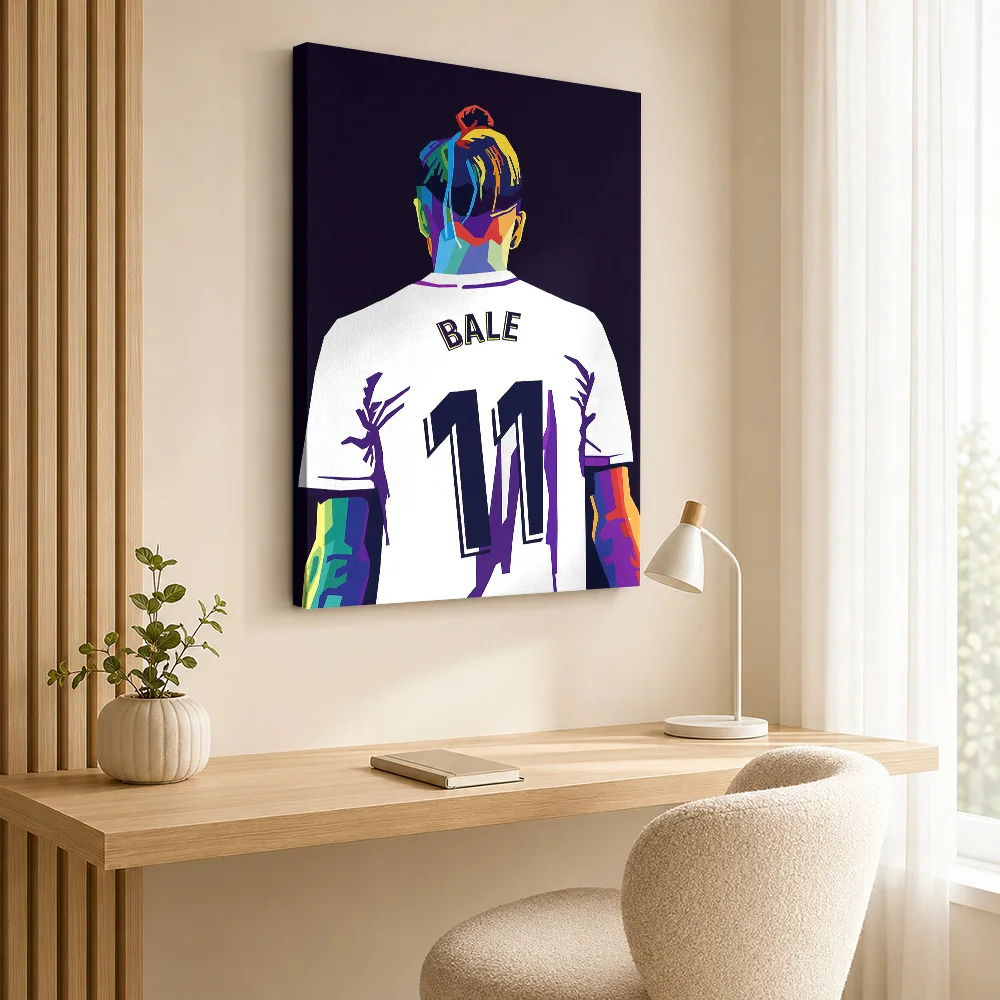 Gareth Bale Portrait Canvas Poster Personalized Photo Geometric Color Blocking Wall Art For Bedroom, Football Supporter Gift