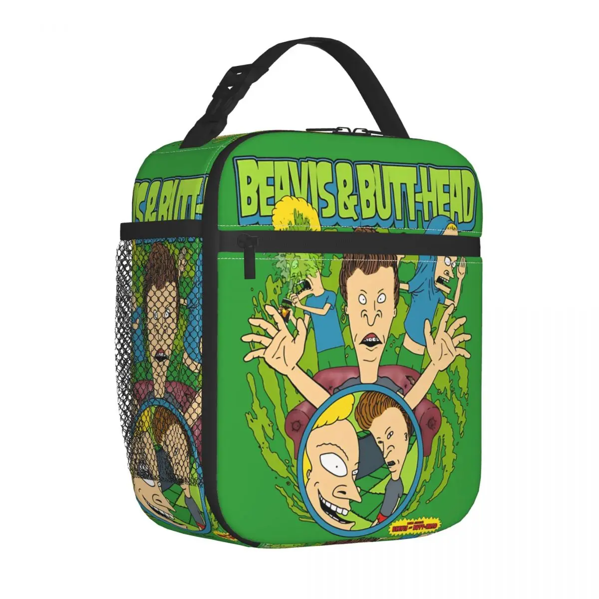 Beavis And Butthead Energy Drink Green Glow Insulated Lunch Bag Thermal Bag  Meal Container Large Tote Lunch Box Food Handbags