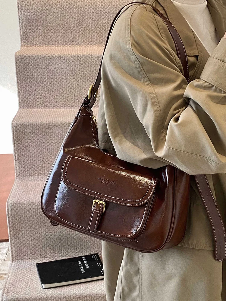 

Textured PU Leather Women Shoulder Bags Winter Versatile Wine Red Crossbody Bag Female Fashion Underarm Pack