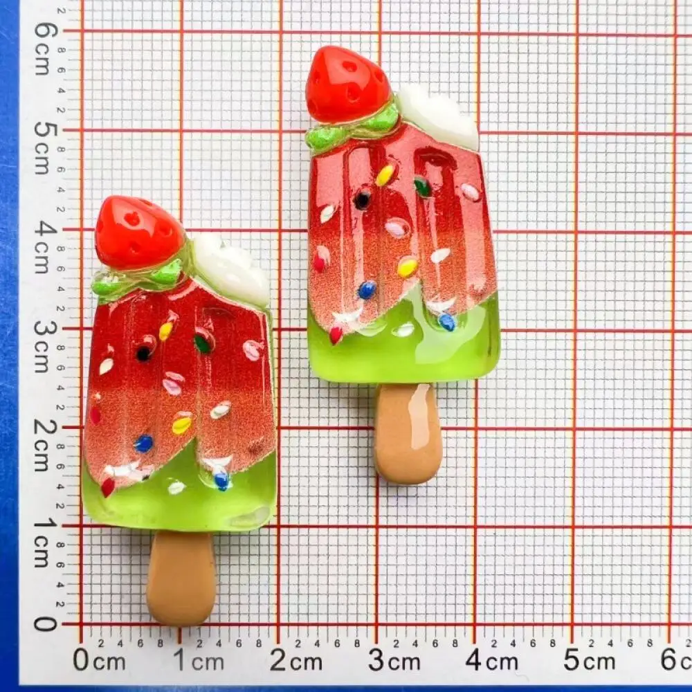 10 قطع الفراولة الفاكهة الشوكولاته مضيئة الآيس كريم الراتنج اليدوية مشبك شعر الثلاجة ملصق جراب هاتف DIY الملحقات #6