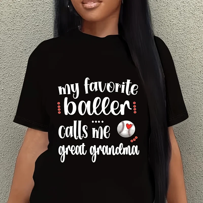 My Favorite Baseball Player Calls Me Baseball Great Grandma Women's Plus Size T-Shirt 100% Cotton 220g