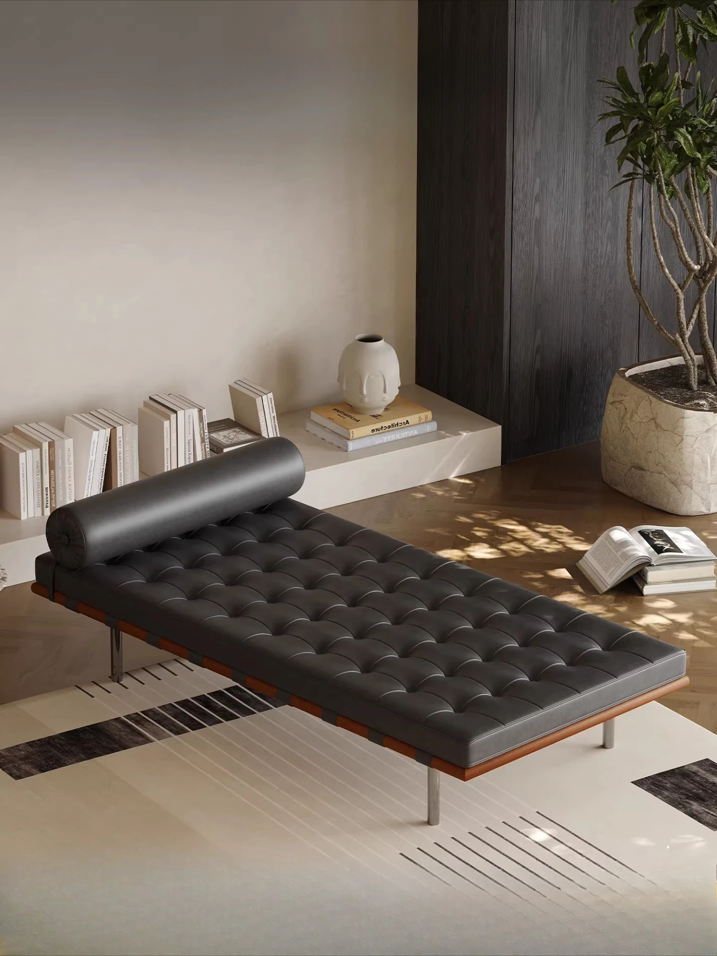 Lunch break recliner leather bed Italian minimalist designer single bed