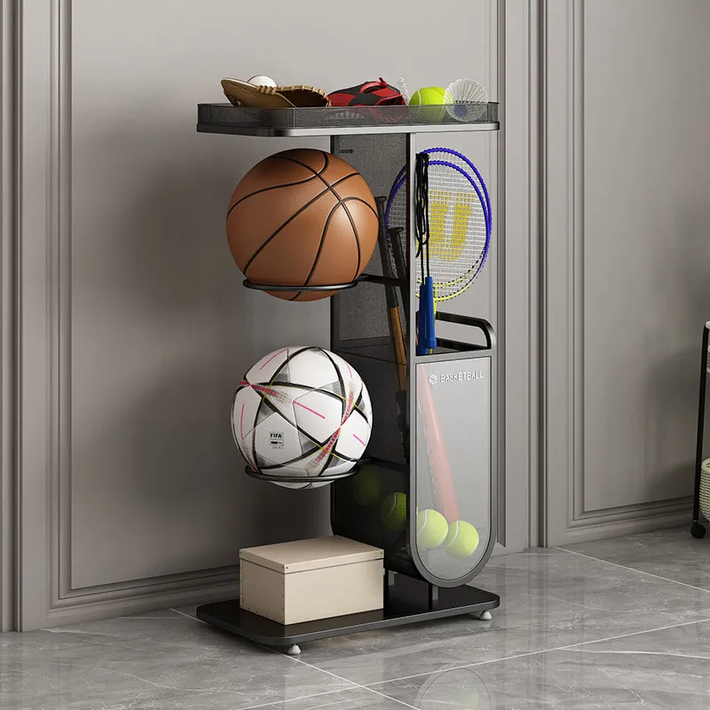 

Steel Ball Rack Indoor Soccer Football Storage Holder Large Capacity Sports Equipment Organizer Stand for Basketball Gear