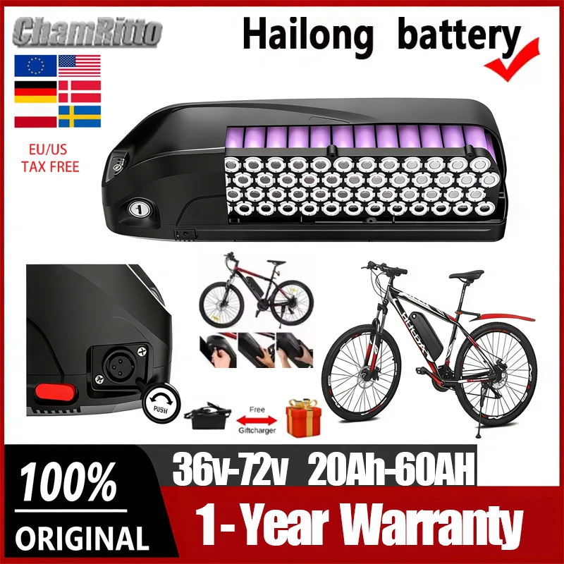 

36V 48v 52v Electric Bicycle Hailong Battery Electric bike 1000w 20ah 30 40ah 50 60ah eBike 60v 72v 2000w 13s5p Lithium Battery