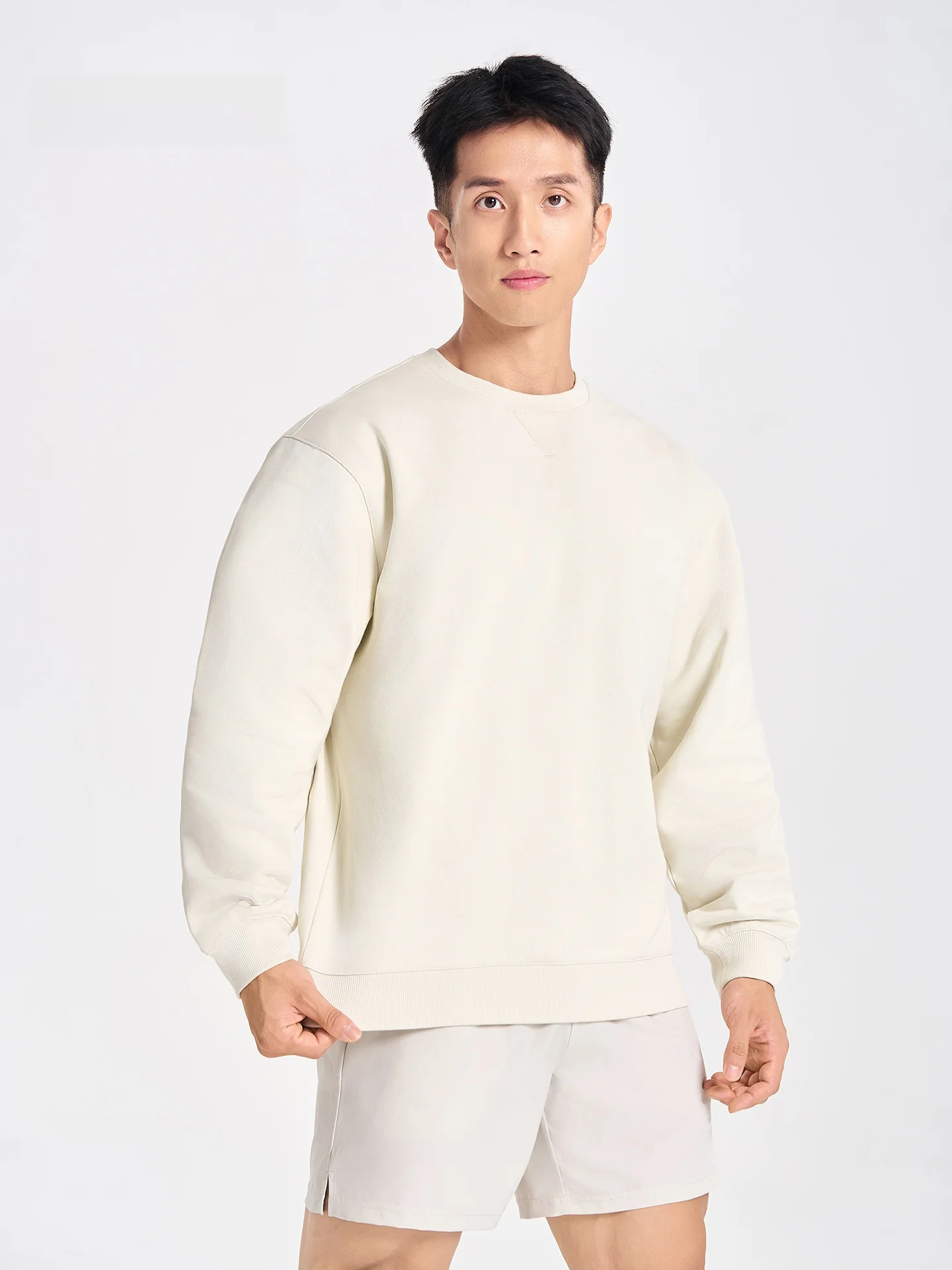 

Comfortable Loose Fit Embroidered Sweatirt Casual Long Sve Overhead Men's Autumn Spring Heavyweight Youth Faion