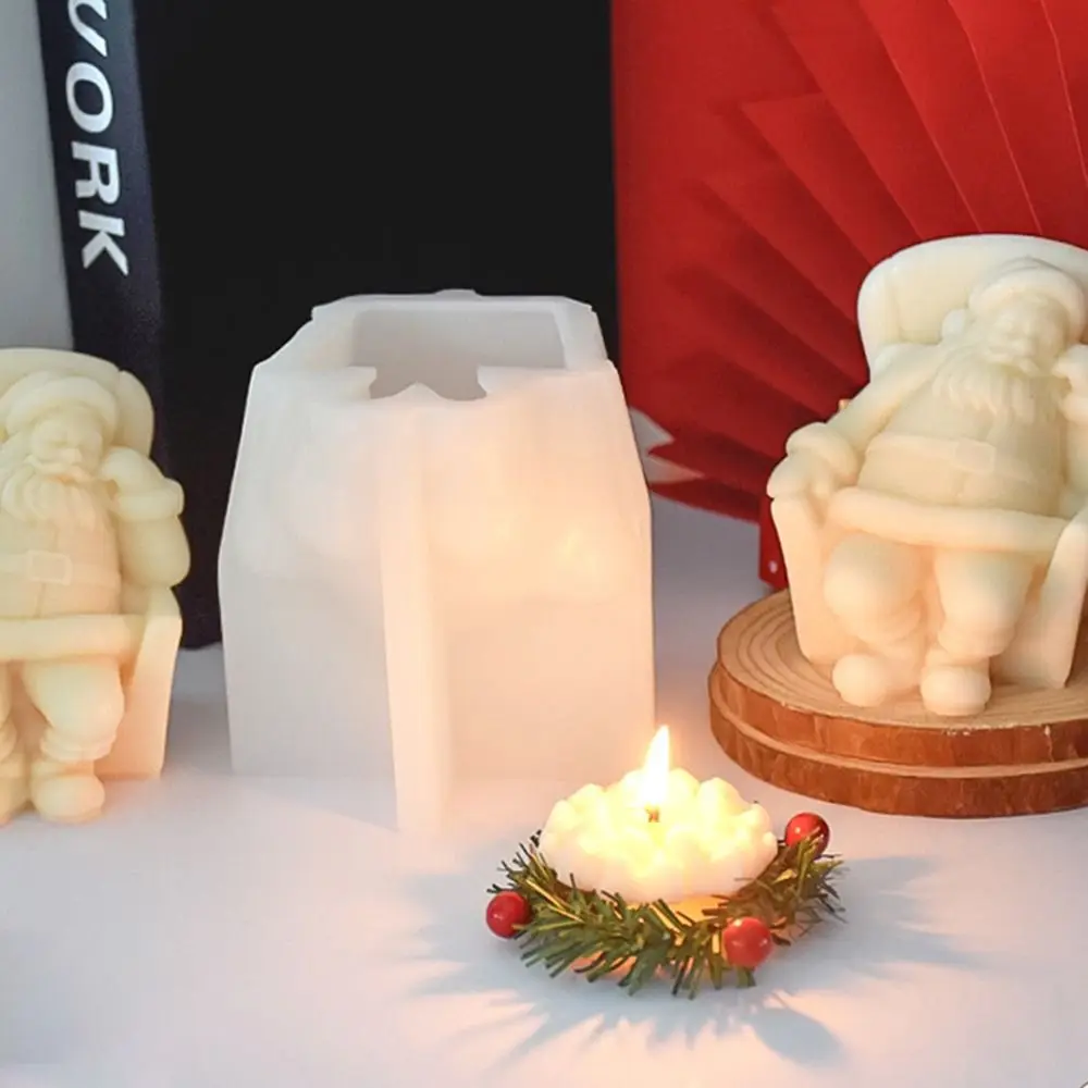 Sofá saudável papai noel natal vela molde diy silicone gesso molde criatividade inodoro sabão fazendo molde casa presente fazendo