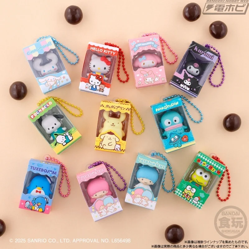 Genuine Bandai Mini Rice Grain Sanrio Character Transparent Window Display Pendant Cute Anime Model Collection Toy Girl Gift