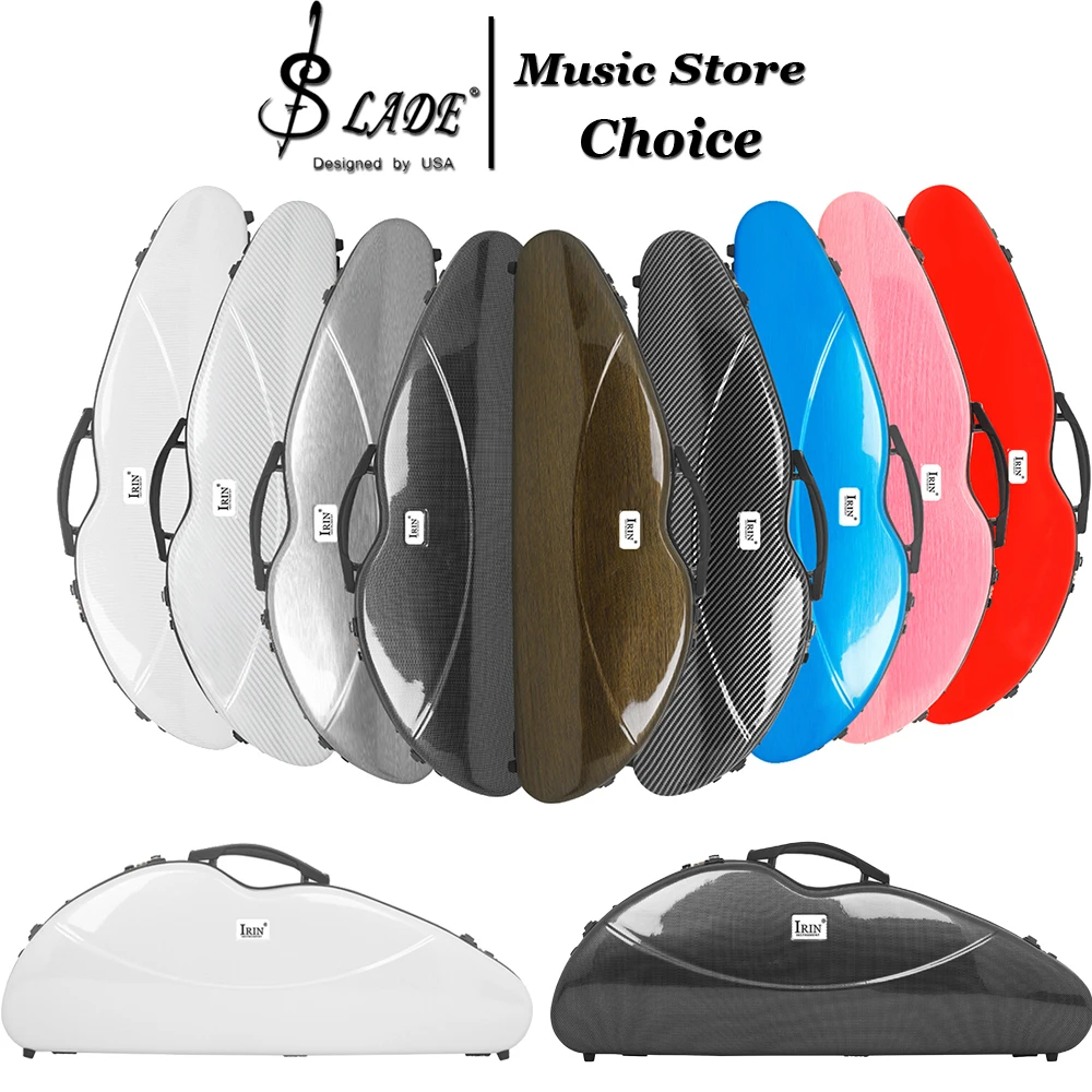 4/4 Carbon Fiber Violin Case Multicolor with Combination Lock Lightweight Hard Shell Travel Case with Hygrometer&Backpack Straps