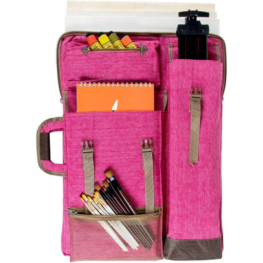 Zaino grande con custodia per portafoglio artistico in tela da 26 x 19,5 per artisti, soluzione di archiviazione durevole con comode spalline ideali