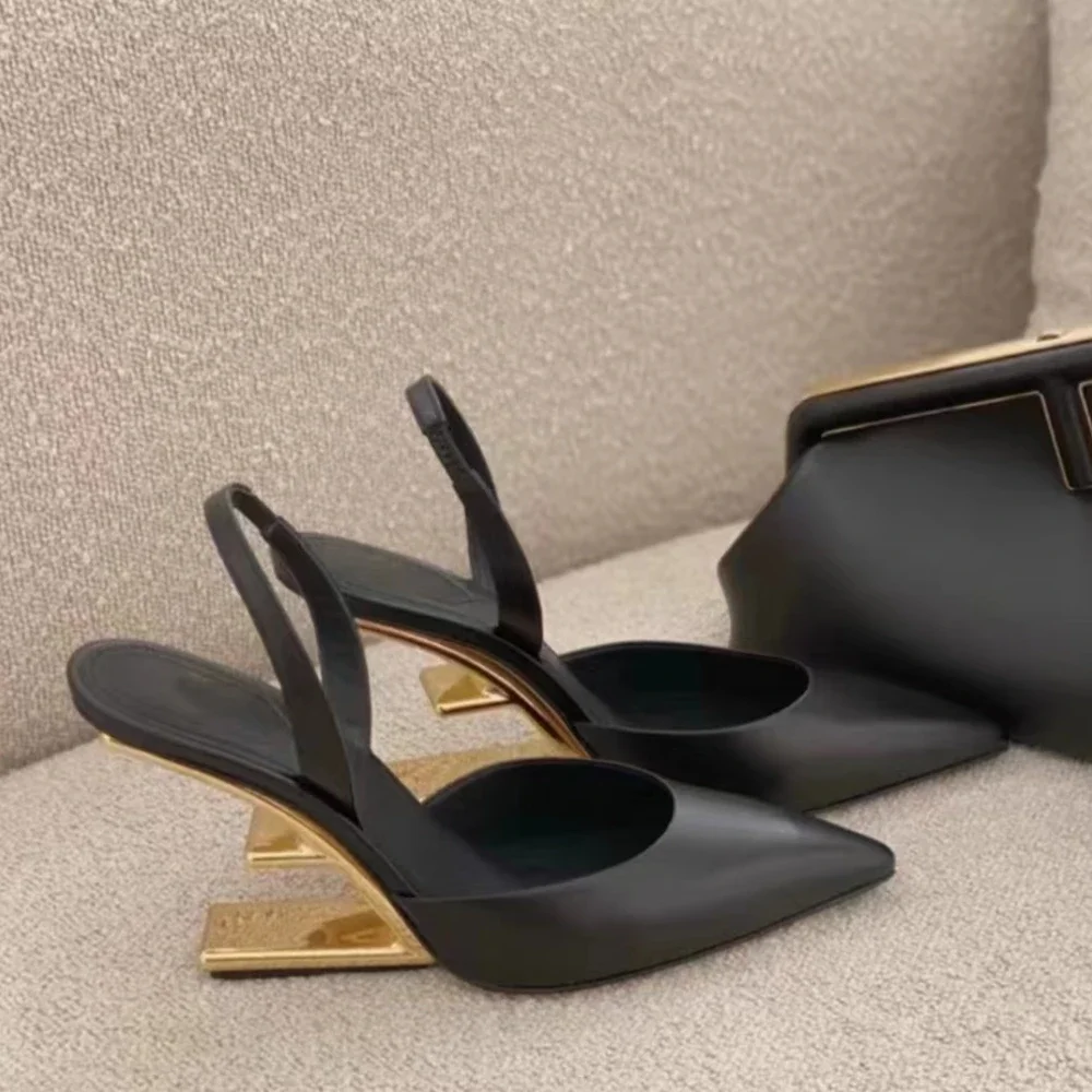 New Fashion Trend Women's Single Shoes Special-shaped Heel High Heel Half-support Simple Banquet Fashion Women's Shoes image 4