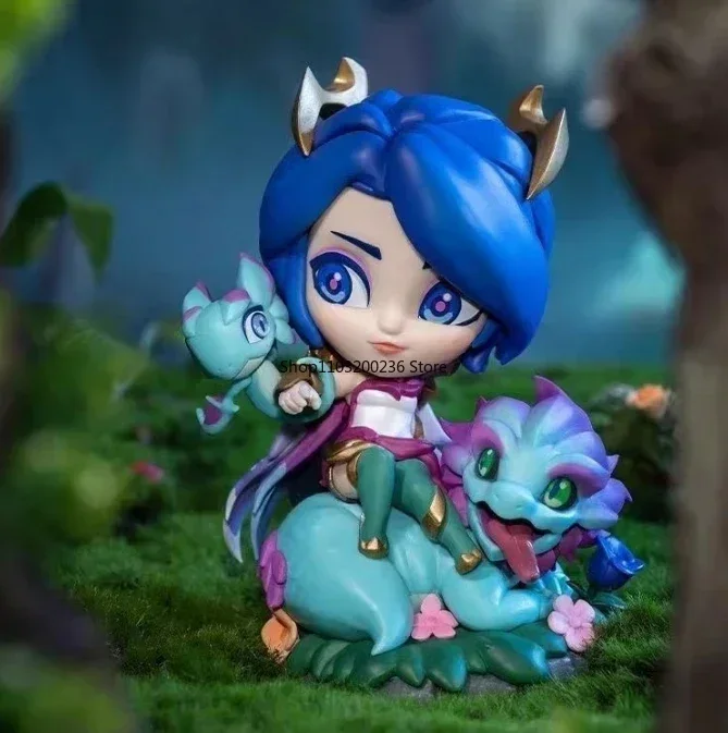 Original LOL League of Legends FAE DRAGON Ashe13th Anniversary Q Version Anime Action Figures Collectible Ornaments Model Gift