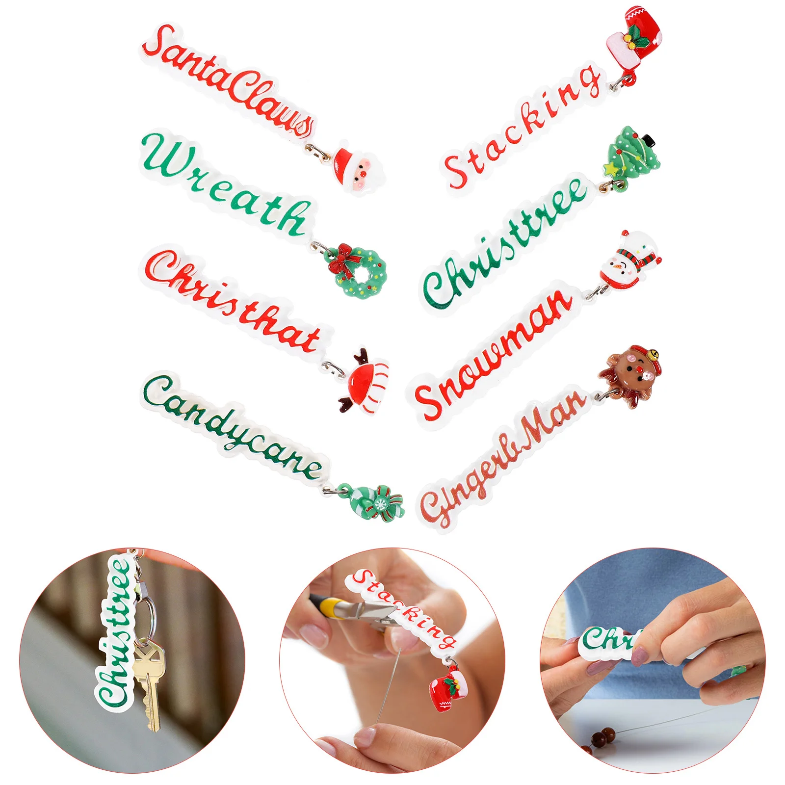 

8Pcs Christmas DIY Resin Charms Xmas Letter Pendants Mini Charms for Phone Case Keychain Creative Accessories Xmas DIY Pendants