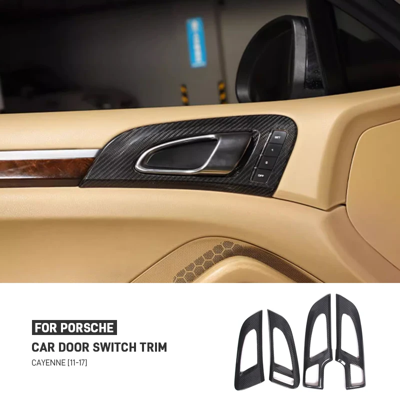 

For Porsche Cayenne 2011-2017 Real Carbon Fiber Car Interior Door Handle Switch Frame Panel Trim Cover Auto Interior Accessories