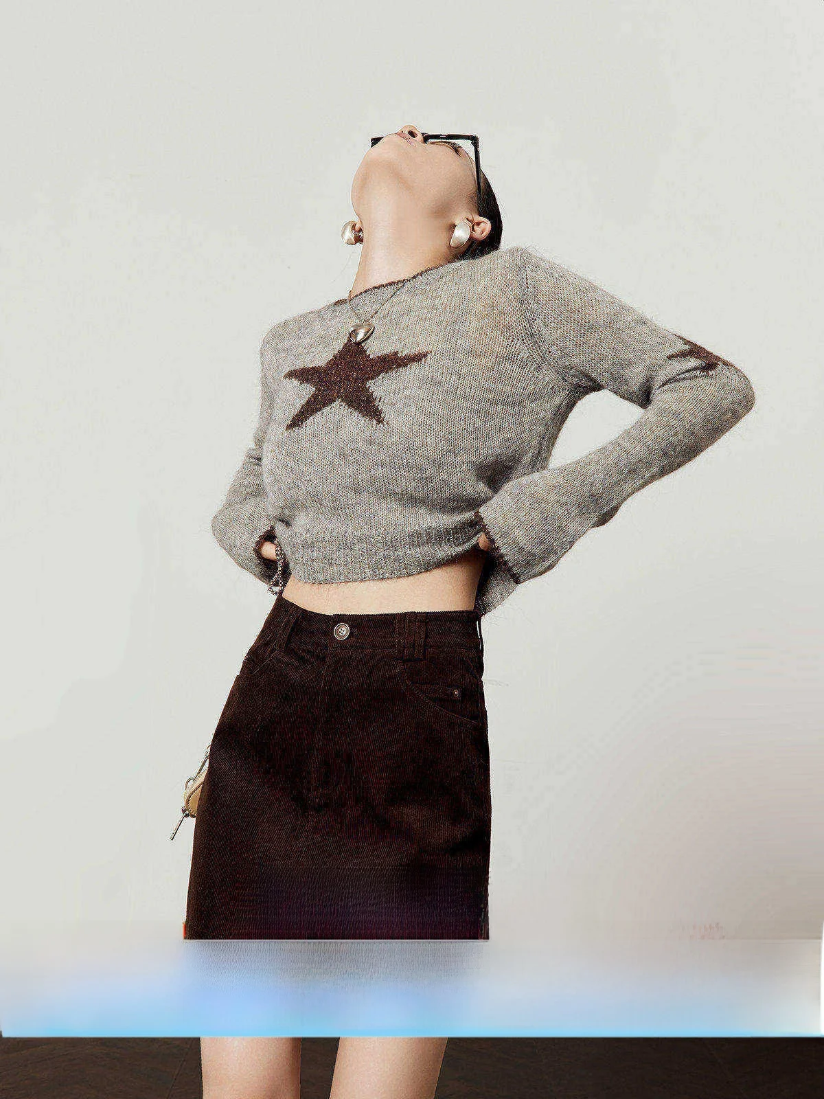 

ay Knitted Sweater Women's Spring New Faion round Ne Long Sve Star Patterned Color Blo Cotton Comfortable Fit Sweater