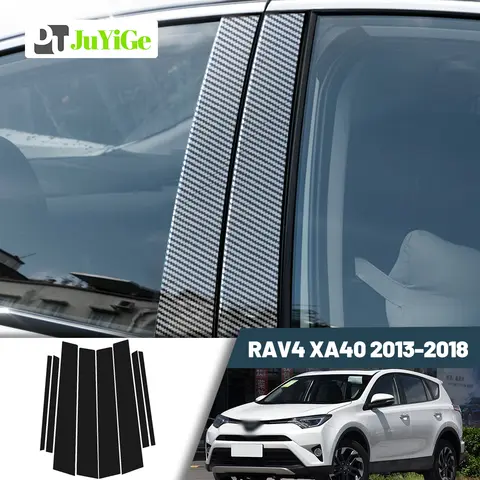 Glossy Black Carbon Fiber Window Door Deal B C Pillar Post Cover Sticker For Toyota RAV4 XA40 2013-2018 2014 2015 2016 2017
