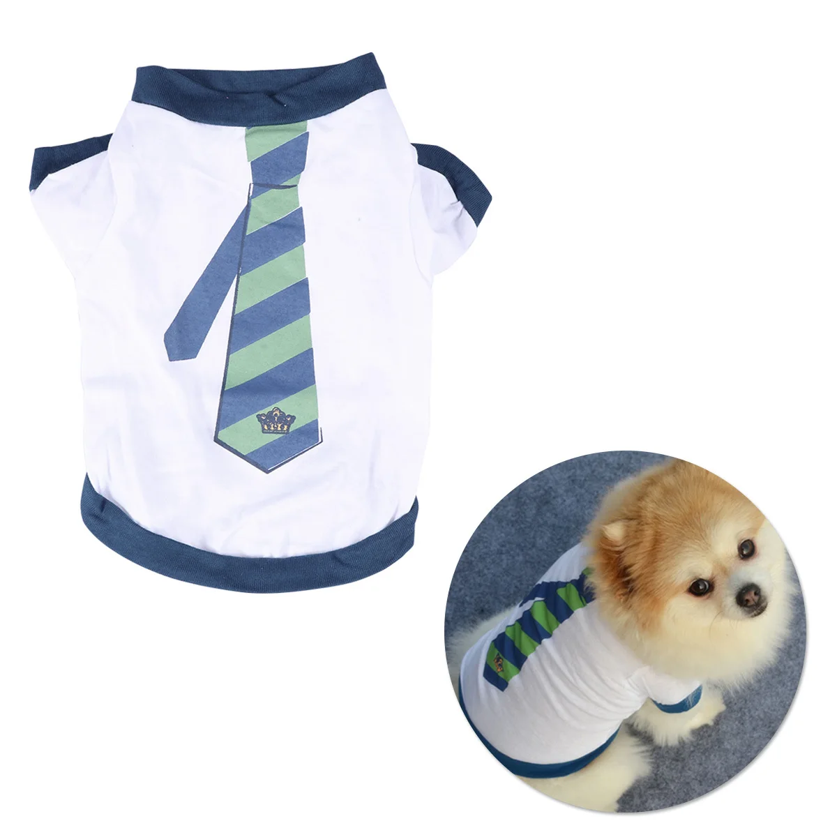 

Dog T Shirt Vest Summer Puppy Fake Tie Blue Size Xs Breathable Soft Dog Clothes Outdoor Walking Jogging Pet Supply