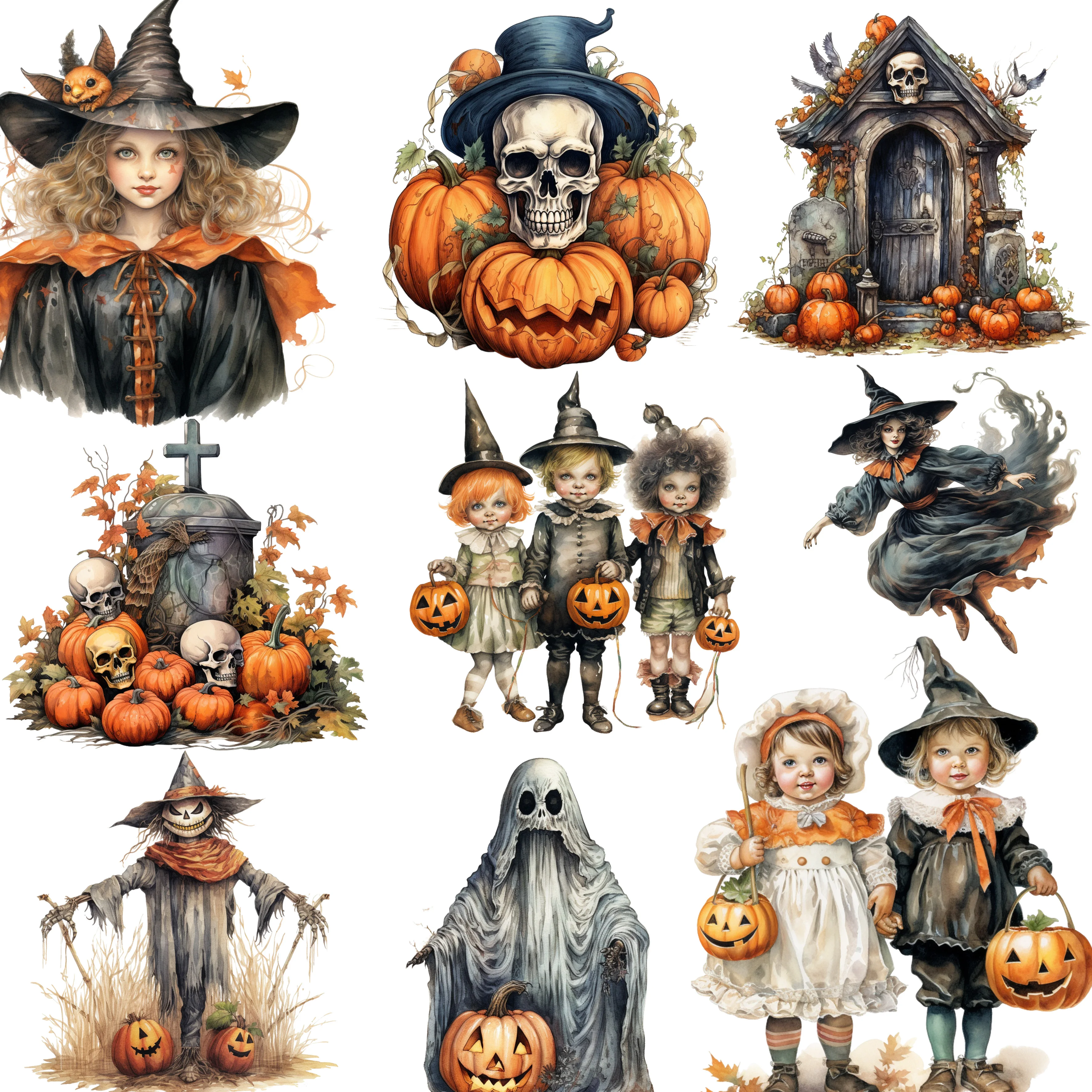 Halloween Pumpkin Witch Stickers Crafts And Scrapbooking stickers kids toys book Decorative sticker DIY Stationery