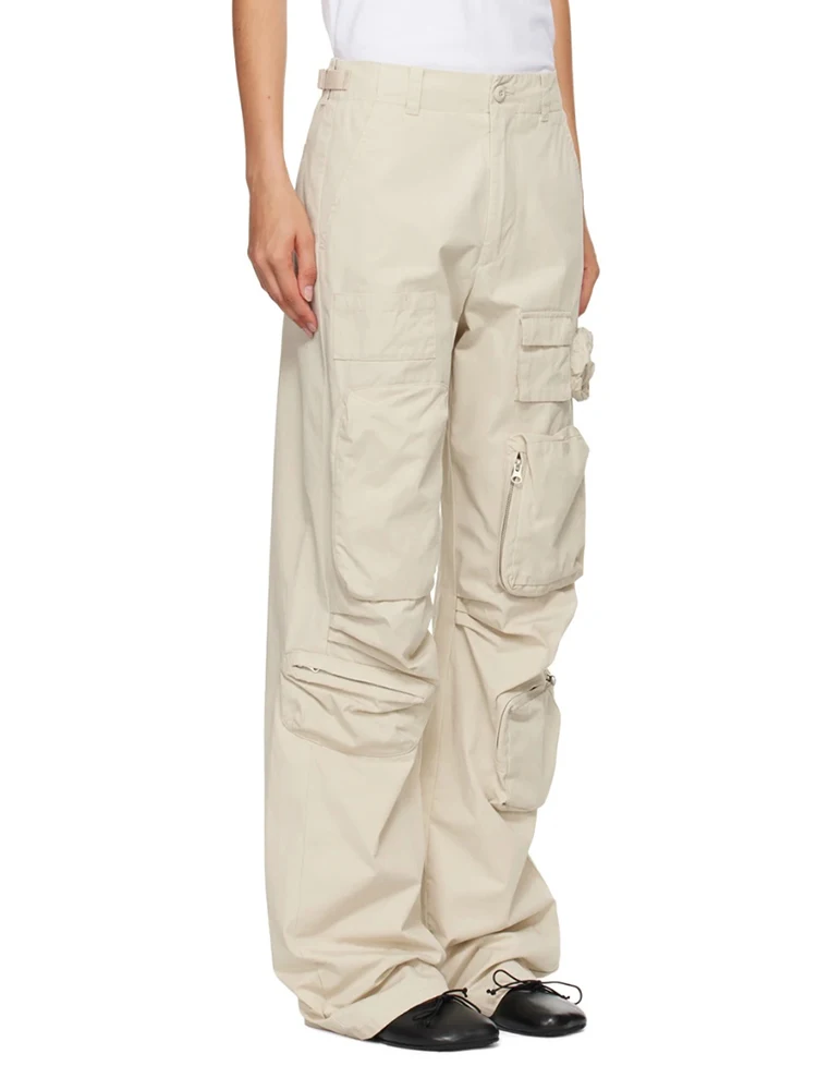 Y2K three-dimensional pockets high-waisted wide-leg pants fashionable high-street casual versatile women's work pants 2024 new