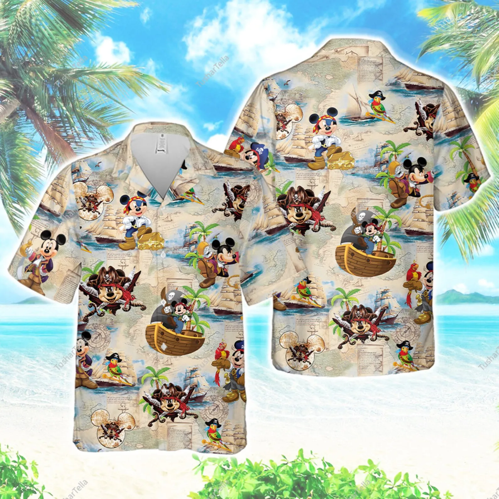 

Pirates of the Caribbean Mickey Mouse Hawaiian Shirt Men Women Short Sleeve Shirt Disney Hawaiian Shirt Fashion Breathable Shirt