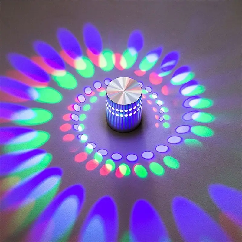 Creative Spiral Led Wall Lamp Aluminum Material 3W RGB AC85-265V Color Lighting For Indoor Bar KTV Decoration