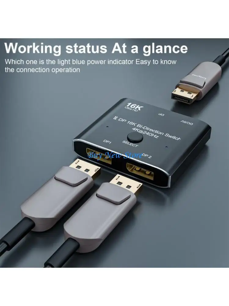 

20CE Aluminum 16K DisplayPort Video Switcher for Gamers and Designers with 4K@240Hz