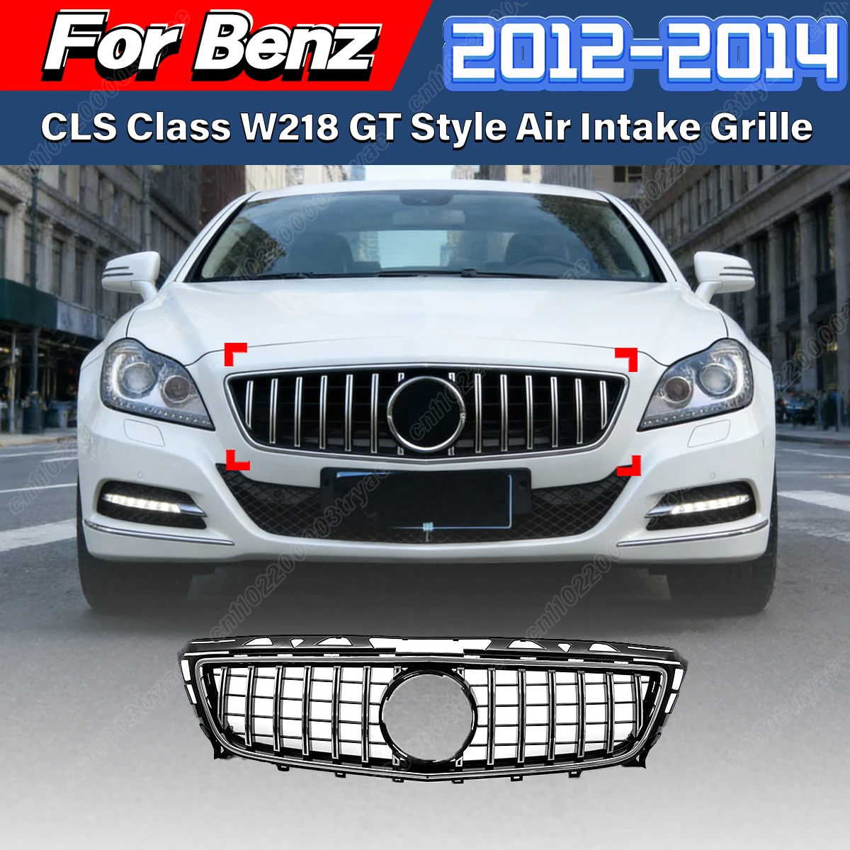 

For Mercedes-Benz CLS-Class W218 2012 2013 2014 Car Front Bumper GT Style Air Intake Grille Coupe Radiator Protective Cover Kit