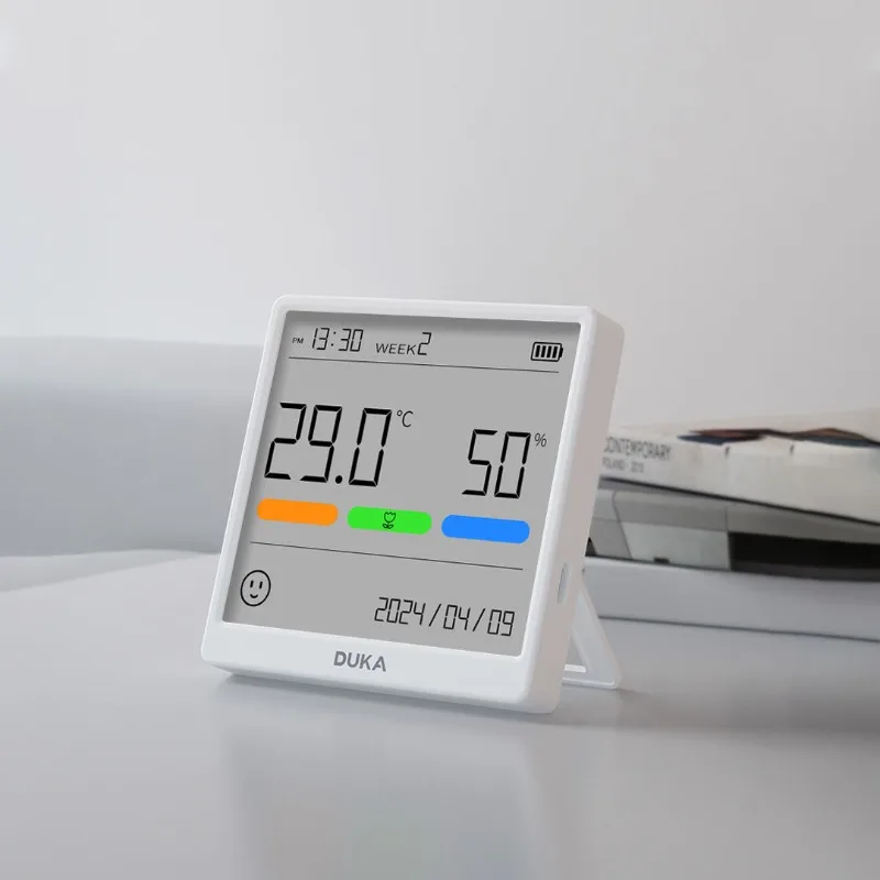 Xiaomi Duka THSE Temperature Humidity Meter Indoor Clock Household High-precision Home Office Desktop Table LCD Digital Clock