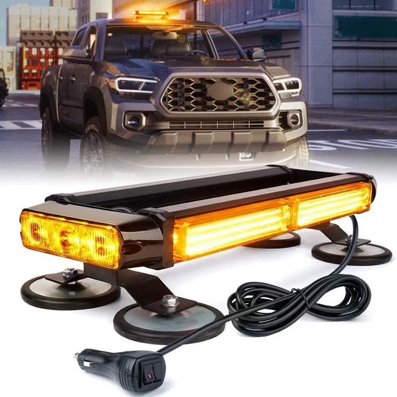 Strobe Knipperlichtbalk 20 "96W 12-24V Vierzijdige Magnetische Automotive Waarschuwingsbaken Nood LED Knipperlichten voor Voertuigen