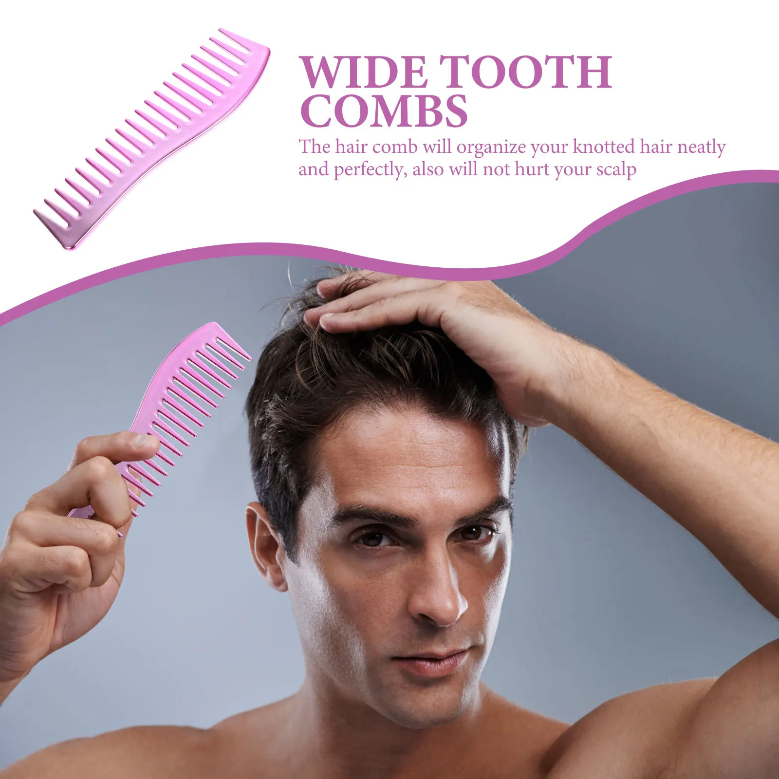 

Гальваническая розовая расческа с широкими зубьями для мужчин, салонная укладка волос, гладкая абс, парикмахерская расческа, инструмент для ухода за волосами